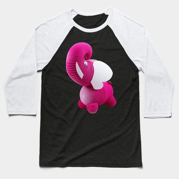 The pink elephant Baseball T-Shirt by Crazy_Paper_Fashion